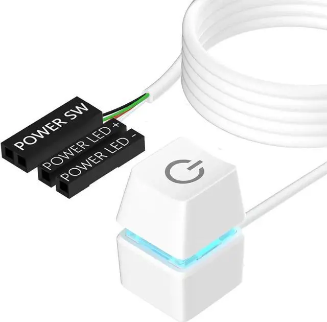 Main image of Desktop Computer Power Switch Power Supply Control Adapter Cable 65 inch External PC Power Button ATX Desktop Computer Case Motherboard Switch On Off Power SW Cables White