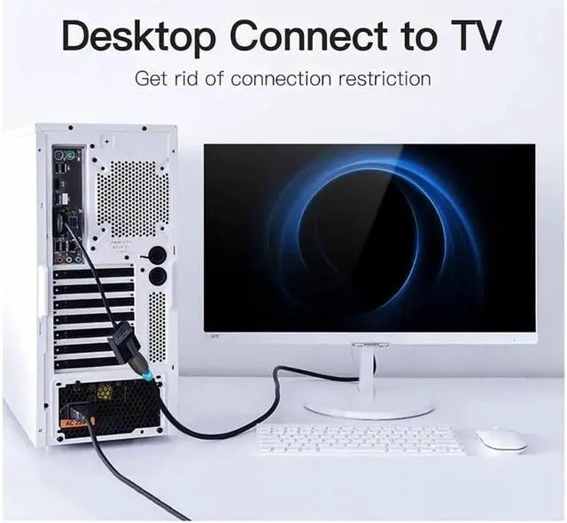 Alt view image 6 of 7 - VGA to HDMI Adapter with Audio (PC VGA Source Output to TV/Monitor with HDMI Connector) VENTION 1080P VGA to HDMI Adapter Cable for Computer Desktop Laptop PC Monitor HDTV (1.5FT/0.5M)