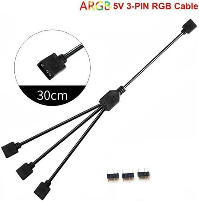 Alt view image 3 of 4 - 2 Pack 5V 3-Pin RGB 3-Way Female to x Female RBW LED Strip Splitter Cable,3 Port AURA RGB Lighting Hub w/ Gender Changer Adapter - 1 Foot