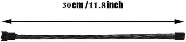 Alt view image 4 of 5 - 5 Pack- 11.8 inch PWM Fan Extension Cable PC Fan Extension Cable Compatible with ATX Case 3 Pin & 4 Pin Cooling Fans Durable Black Nylon Braided Case Fan Extension Cable
