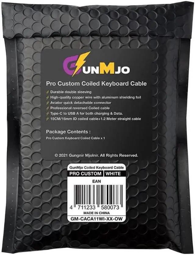 Alt view image 4 of 6 - GunMjo Pro Custom Coiled USB C Cable for Gaming Keyboard, Double-Sleeved Mechanical Keyboard Cable with Detachable Metal Aviator, 1.5M USB-C to USB-A, White Color