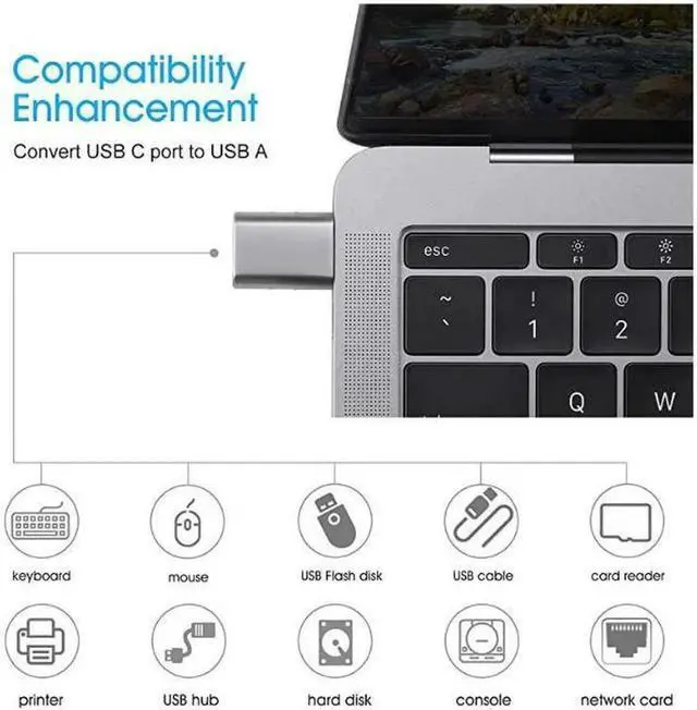 Alt view image 3 of 6 - USB C to USB Adapter 2 Pack Thunderbolt 3 to USB 30 Adapter Compatible with MacBook Pro 2019 and Before MacBook Air 20192018 Dell XPS and More Type C Devices Silver