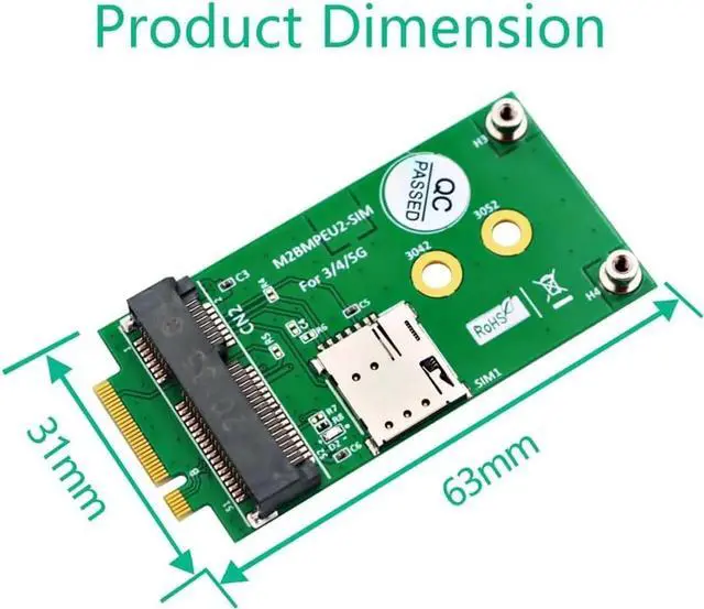 Alt view image 4 of 7 - NGFF M.2 Key B to Mini PCI-E Adapter for 3G/4G/5G GSM LTE Module Mini PCIe Card to Desktop PC (with SIM Card Slot)