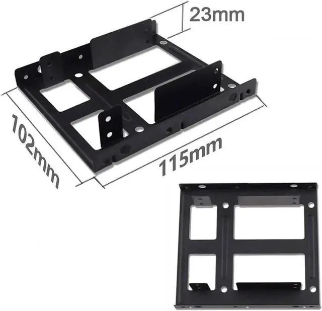Alt view image 4 of 5 - 2-Bay 2.5 Inch to 3.5 Inch External HDD SSD Metal Mounting Kit Adapter Bracket with SATA Data Power Cables & Screws (w Black SATA Cable)