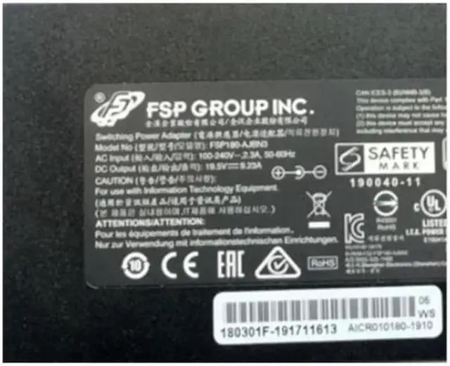 Alt view image 2 of 2 - 19.5V 9.23A 180W 5.5x2.5mm FSP FSP180-AJBN3 AC Power Adapter For MAG-15 XNE15E19 EG-LP5-BK Laptop Power Supply Charger