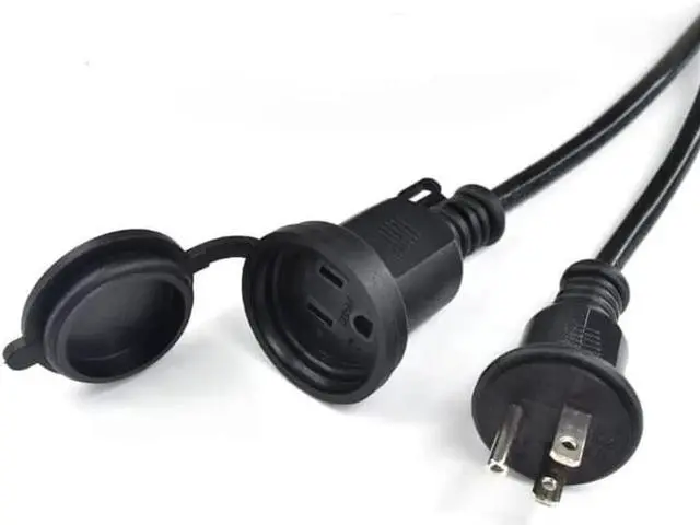 Alt view image 3 of 3 - Outdoor Power Outlet,Weatherproof Waterproof Rubber Cover,Short Power Extension Cord,16AWG/13A,3 Prong Male Plug to Female Extension Cable 1ft/30cm