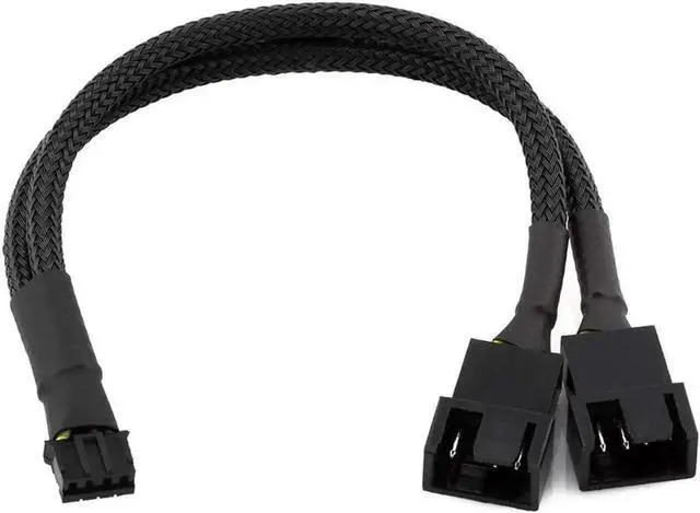 Main image of 4-Pin PWM GPU Dual Fan Splitter Adapter Cable All Black Sleeved for Graphics Cards