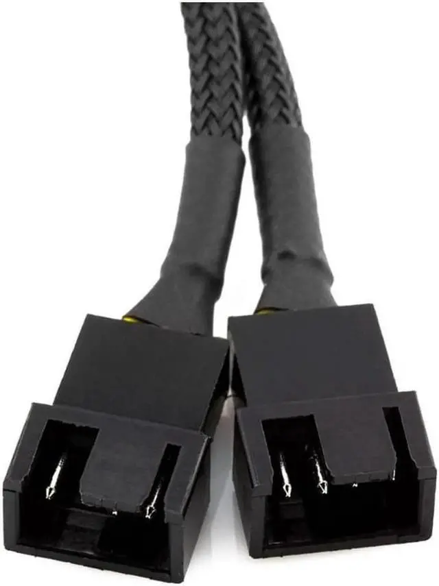 Alt view image 3 of 5 - 4-Pin PWM GPU Dual Fan Splitter Adapter Cable All Black Sleeved for Graphics Cards