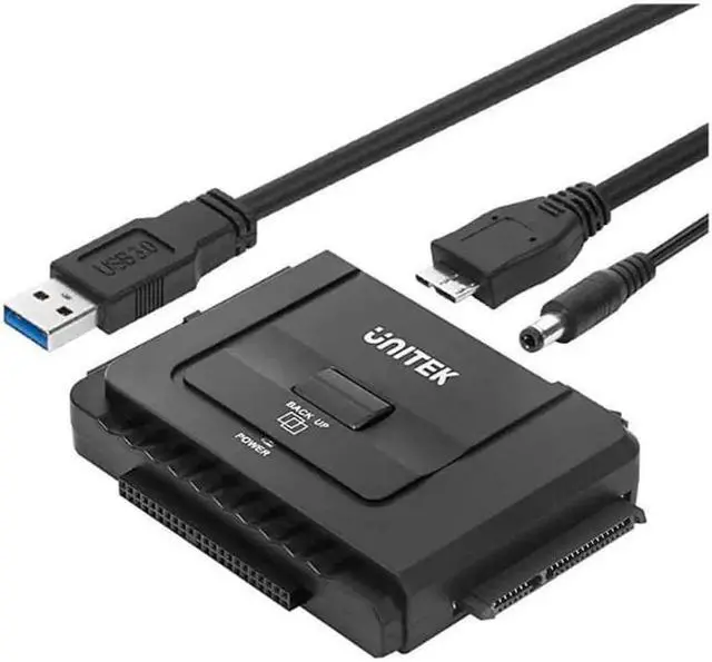 Main image of USB 3.0 to IDE and SATA Converter External Hard Drive Adapter Kit for Universal 2.5/3.5 HDD/SSD Hard Drive Disk, One Touch Backup Function and Restore Software, Included 12V/2A Power Adapter