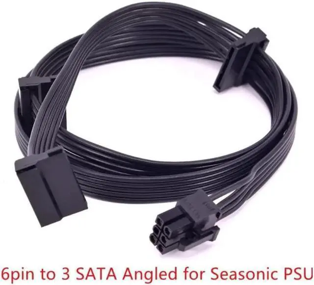 Main image of PCIe 6Pin to 3x SATA Curved Power Supply Cable for KM3 Series X-750 X-850 SS-1050XP3 SS-1200XP3 M12II Evo Series 520 620 650 750 850 Snow Silent 750 1050 FOCUS PLUS Gold SSR-850FX