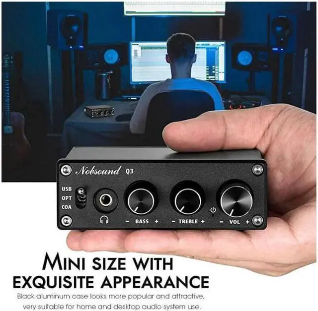 Alt view image 5 of 7 - Q3 DAC Digital to Analog Converter Decoder USBCoaxOpt Headphone Amp