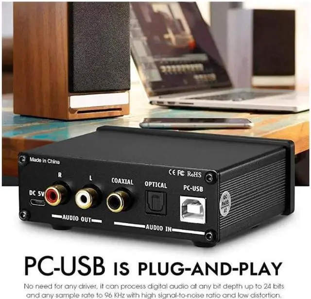 Alt view image 7 of 7 - Q3 DAC Digital to Analog Converter Decoder USBCoaxOpt Headphone Amp