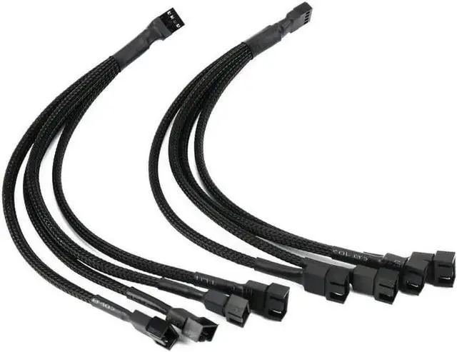 Main image of PWM Fan Splitter , 4 pin Adapter Cable Sleeved Braided Y Splitter for Desktop Computer CPU Fan Splitter PC 4 Pin Fan Extension Power Cable 1 to 4 Converter 10 inches (2 Pack)