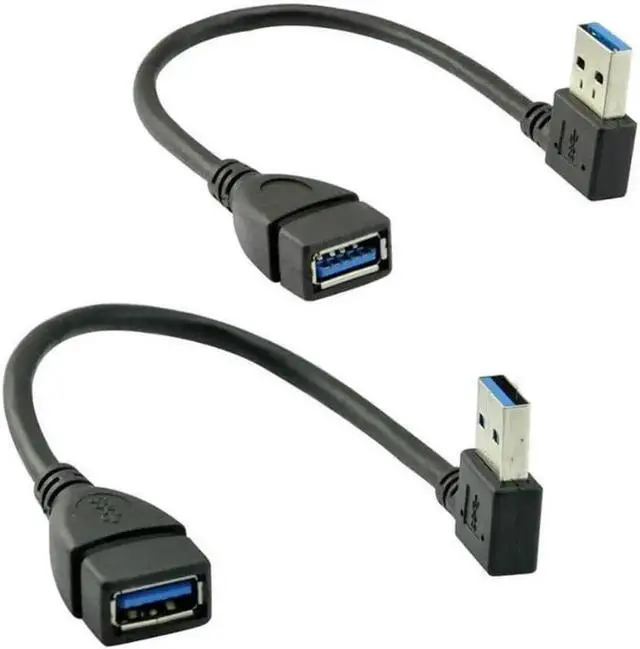 Main image of SuperSpeed USB 3.0 Male to Female Extension Data Cable Left and Right Angle 2PCS by Oxsubor(20CM,8IN)