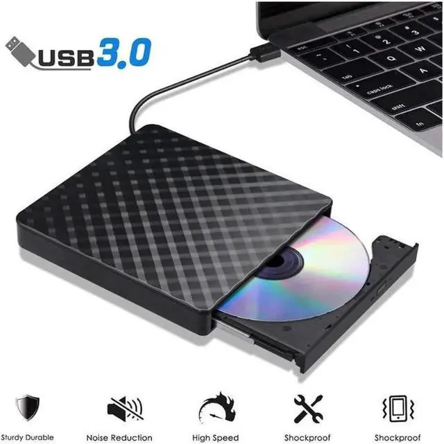 Main image of USB 3.0 External CD Drive, CD/DVD-RW Drive, CD-RW Rewriter Burner Superdrive for High Speed Data Transfer for Laptop Notebook PC Desktop Support Windows/Vista/7/8.1/10 (Black)