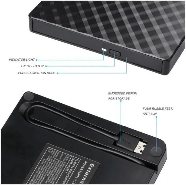 Alt view image 4 of 7 - USB 3.0 External CD Drive, CD/DVD-RW Drive, CD-RW Rewriter Burner Superdrive for High Speed Data Transfer for Laptop Notebook PC Desktop Support Windows/Vista/7/8.1/10 (Black)