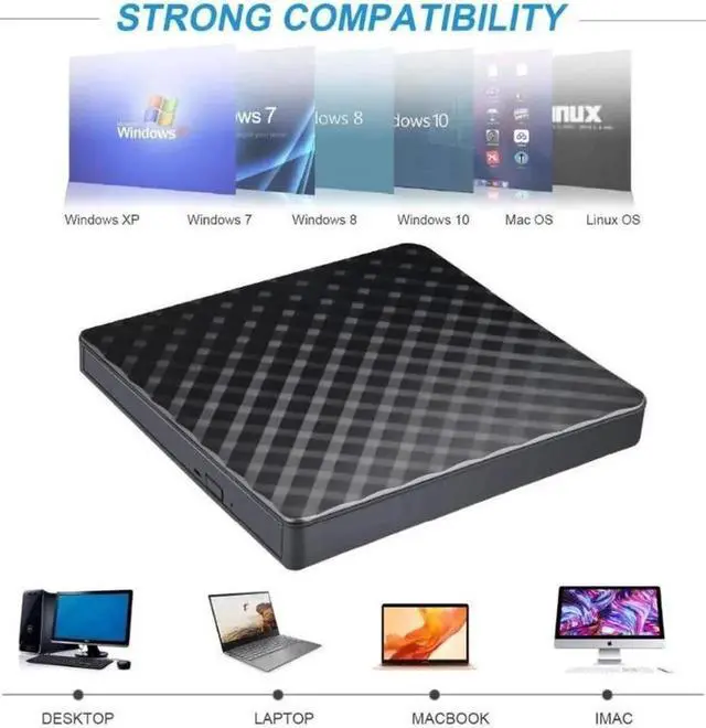 Alt view image 5 of 7 - USB 3.0 External CD Drive, CD/DVD-RW Drive, CD-RW Rewriter Burner Superdrive for High Speed Data Transfer for Laptop Notebook PC Desktop Support Windows/Vista/7/8.1/10 (Black)