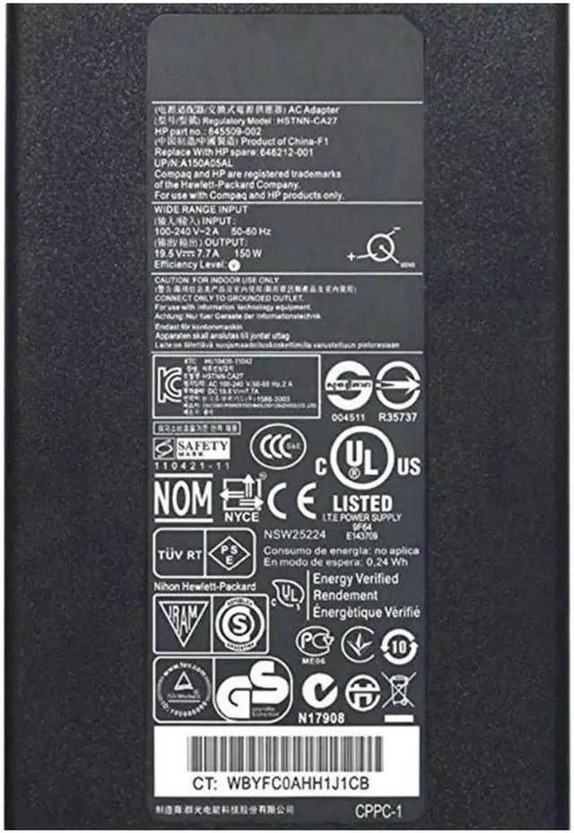 Alt view image 3 of 6 - New 19.5V 7.7A 150W 7.4 X 5.0mm Laptop Adapter Replacement for HP Compaq Elite 8200 DC7800 8000 7900 HSTNN-CA27 645509-002 A150A05AL Power