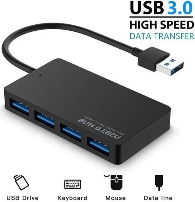 Alt view image 2 of 6 - 4-Port USB 3.0 Hub Portable Data,Micro USB Power Compatible for MacBook Mac Pro Mini iMac Surface Pro XPS IdeaPad MateBook X Pro Notebook PC USB Flash Drives Mobile HDD