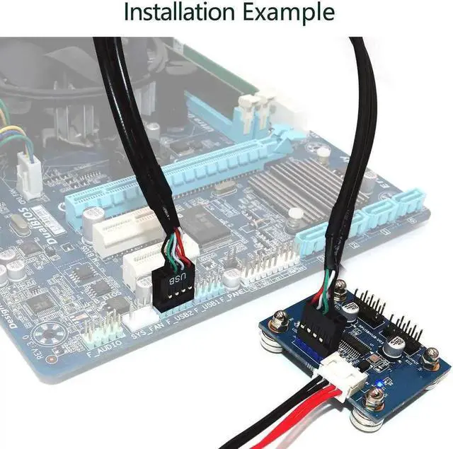 Alt view image 3 of 7 - USB 2.0 9pin Header 1 to 2 Extension Hub Splitter Adapter-Converter MB USB 2.0 Male to 2 Male-30CM 9-pin Cable (180 Degree+SATA Cabl)