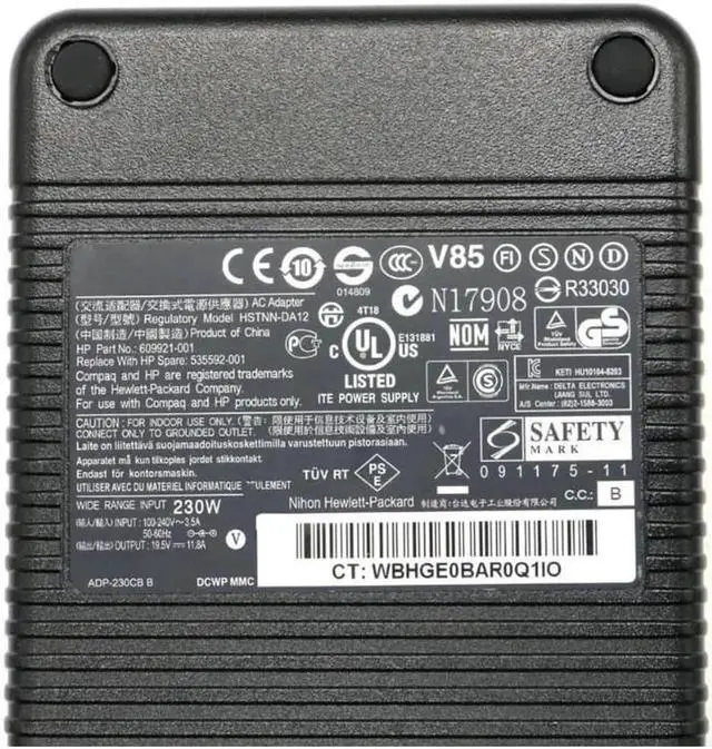 Alt view image 3 of 6 - New 230W 19.5V 11.8A 7.4 X 5.0mm HSTNN-DA12 Power Adapter Compatible with HP 8460W 8560W 8570W 8740W 609921-001 535592-001