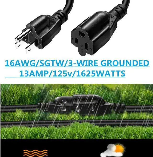 Alt view image 2 of 5 - Short Power Extension Cord ,16AWG/13A,Outlet Saver, 3 Prong Male Plug to Female Socket Heavy Duty Power Extension Cable(1FT/0.3M)\u2026