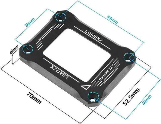 Alt view image 2 of 6 - CPU Contact Frame Anti-Bending Buckle for 12th/13th Generation Socket LGA 1700 , LGA 1800 Aluminum Corrector Bracket ,Black
