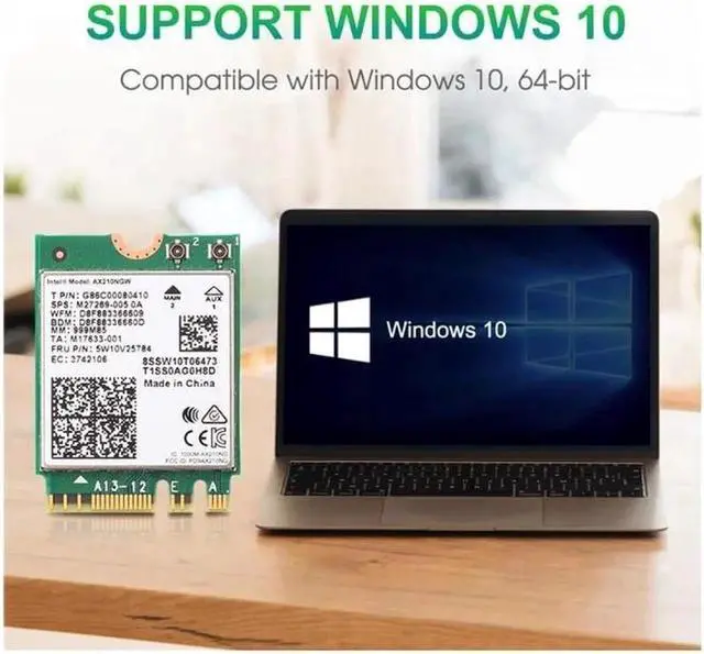 Alt view image 2 of 6 - 10DB Antenna Set Wi-Fi 6E Intel AX210 Bluetooth 5.2 + 3000Mbps 2.4Ghz 5Ghz 6Ghz M.2 2230 Key E Desktop Kit Wireless Adapter AX210NGW WiFi 6 Card 802.11ax/ac Support MU-MIMO OFDMA Windows 10