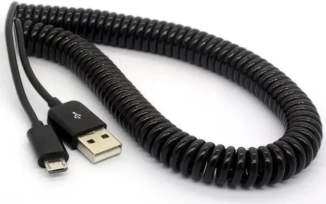 Alt view image 2 of 5 - SMUGDESK Coiled USB to Micro USB Cable Spring Spiral USB 2.0 Male to Micro B Male Connector Data Synchronize and Charging Data Extension Cord (3M/9.8Ft)