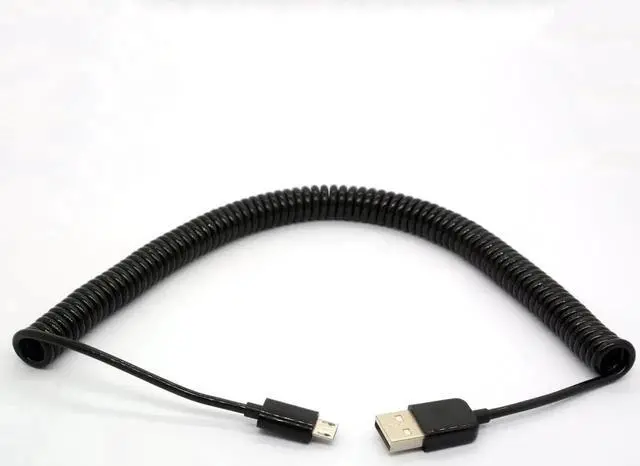 Alt view image 3 of 5 - SMUGDESK Coiled USB to Micro USB Cable Spring Spiral USB 2.0 Male to Micro B Male Connector Data Synchronize and Charging Data Extension Cord (3M/9.8Ft)