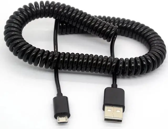 Alt view image 5 of 5 - SMUGDESK Coiled USB to Micro USB Cable Spring Spiral USB 2.0 Male to Micro B Male Connector Data Synchronize and Charging Data Extension Cord (3M/9.8Ft)