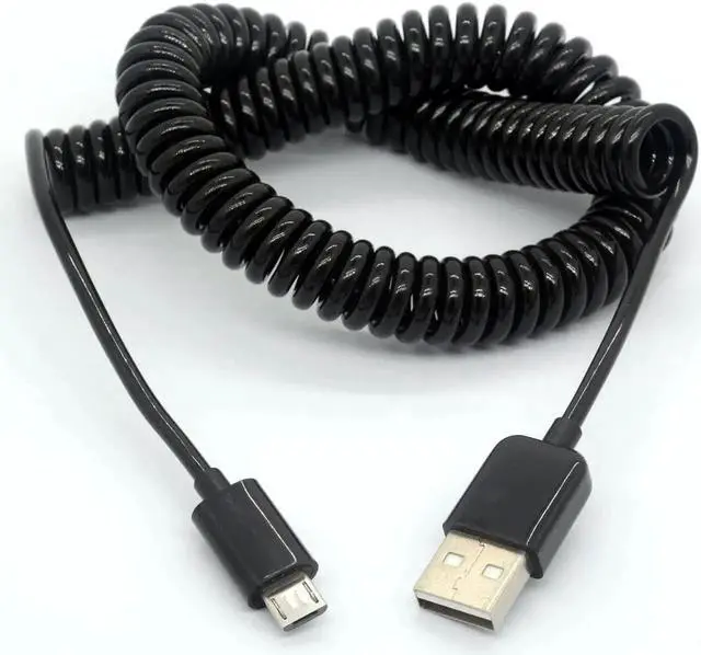 Alt view image 4 of 5 - SMUGDESK Coiled USB to Micro USB Cable Spring Spiral USB 2.0 Male to Micro B Male Connector Data Synchronize and Charging Data Extension Cord (3M/9.8Ft)
