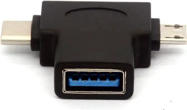 Alt view image 3 of 5 - smugdesk 2in1 Micro USB 3.0 and 2.0 Type C OTG Adapter, USB-C Male Micro USB Male to USB-A 3.0 Female Converter On The Go for Android Google Nexus Samsung Galaxy Note ect. (180 Degree)