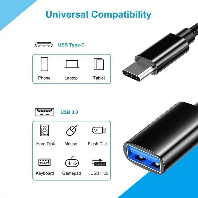 Alt view image 5 of 7 - [1 Pack]USB C to USB 3.0 Adapter USB Type-C to USB Thunderbolt 3 to USB Adapter OTG Cable for MacBook Pro/Air 2020/2018 for iPad Pro 2020 for Galaxy S20 S20+ for Google Pixel and More