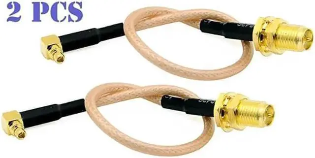 Main image of of 2 RF RG316 Pigtail RP-SMA Female Antenna Connector to MMCX Male Low Loss Coaxial Cable Adapter Right Angle (2.5 inches (6.5 cm))
