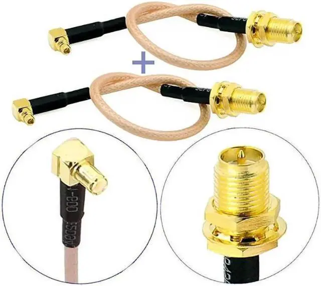 Alt view image 2 of 4 - of 2 RF RG316 Pigtail RP-SMA Female Antenna Connector to MMCX Male Low Loss Coaxial Cable Adapter Right Angle (2.5 inches (6.5 cm))