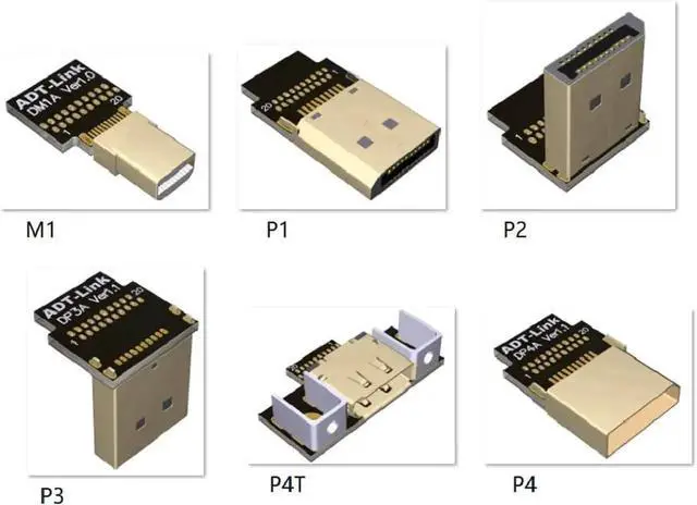 Alt view image 2 of 4 - ADT-LINK DisplayPort 1.4 Cable Angled 8K 4K HDR 165Hz 60Hz Display Port Adapter for Video PC Laptop TV Extension Cable (30cm,P1-P4)