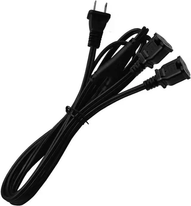 Alt view image 3 of 5 - 2ft(0.64m) 1-15P to Dual 1-15R Power Extension Cord Splitter US AC 2-Prong Polarized Power Cable 1 to 3 Outlet Adapter ETL Listed (180 Degree Angle)