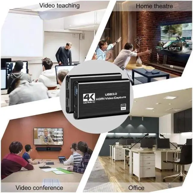 Alt view image 3 of 7 - 4K Audio Video Capture Card, USB 3.0 HDMI Video Capture Device, Full HD 1080P 60FPS for Game Recording, Live Streaming Broadcasting-Black