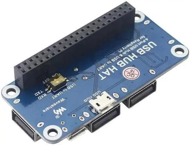 Alt view image 2 of 5 - Raspberry Pi 4 Model B 4 Ports USB HUB HAT for Extension Board USB to UART for Serial Debugging for Raspberry Pi 4 /3B+/Zero W