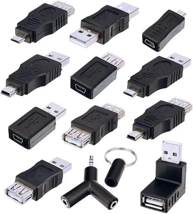 Main image of Sunmns OTG USB Mini Micro Male to Female Connector Adapter Converter, Support Data Sync and Charging, 13 Pieces