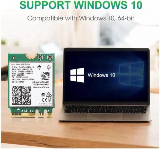 Alt view image 5 of 6 - 10DB Antenna Set Wi-Fi 6E Intel AX210 Bluetooth 5.2 + 3000Mbps 2.4Ghz 5Ghz 6Ghz M.2 2230 Key E Desktop Kit Wireless Adapter AX210NGW WiFi 6 Card 802.11ax/ac Support MU-MIMO OFDMA Windows 10