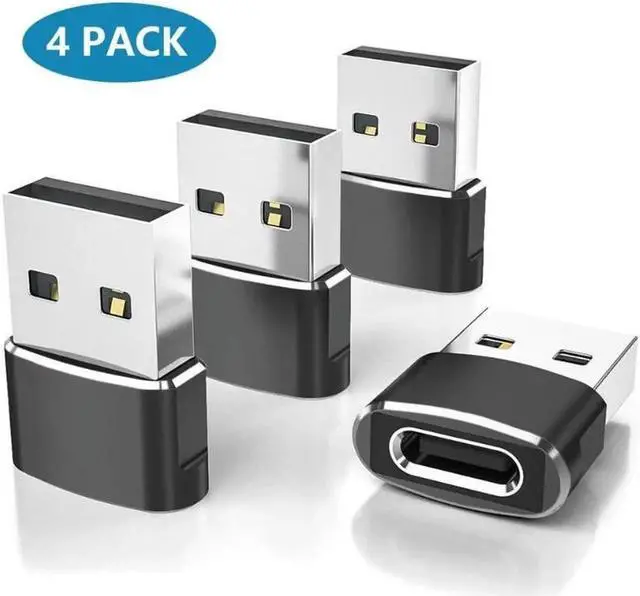 Main image of [4 PACK] USB 2.0 to USB C Adapter,Type C Female to USB A Male Charger Cable Converter for i-P-hone 14 13 12 11 Pro Max, i-Pad 9 10 Air 5 Mini 6, A-p-p-l-e Watch, S-a-m-s-u-n-g Galaxy S23 S22 S21