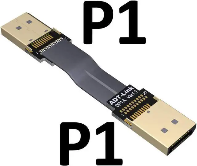 Alt view image 3 of 4 - ADT-LINK DisplayPort 1.4 Cable Angled 8K 4K HDR 165Hz 60Hz Display Port Adapter for Video PC Laptop TV Extension Cable (25cm,P1-P1