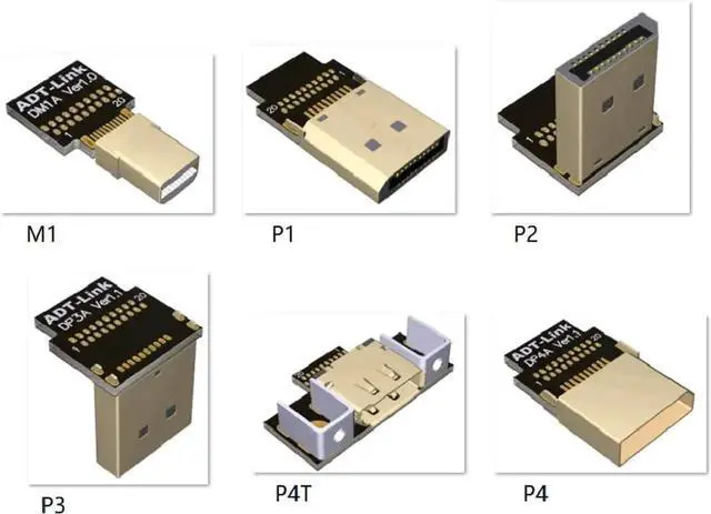 Alt view image 2 of 4 - ADT-LINK DisplayPort 1.4 Cable Angled 8K 4K HDR 165Hz 60Hz Display Port Adapter for Video PC Laptop TV Extension Cable (25cm,P1-P1