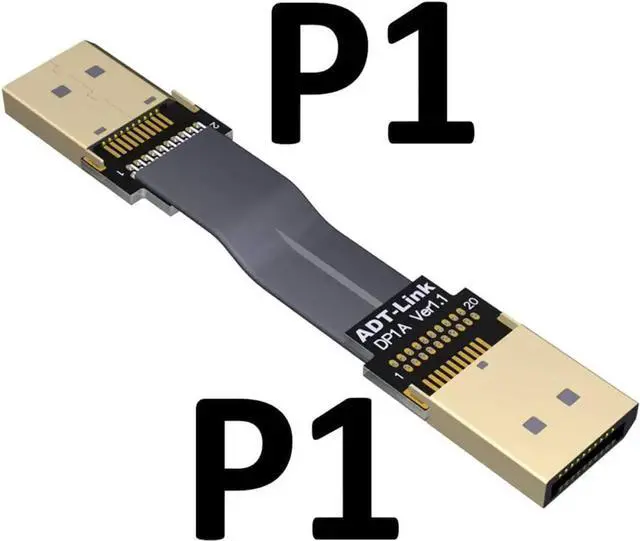 Alt view image 3 of 4 - ADT-LINK DisplayPort 1.4 Cable Angled 8K 4K HDR 165Hz 60Hz Display Port Adapter for Video PC Laptop TV Extension Cable (30cm,P1-P1)