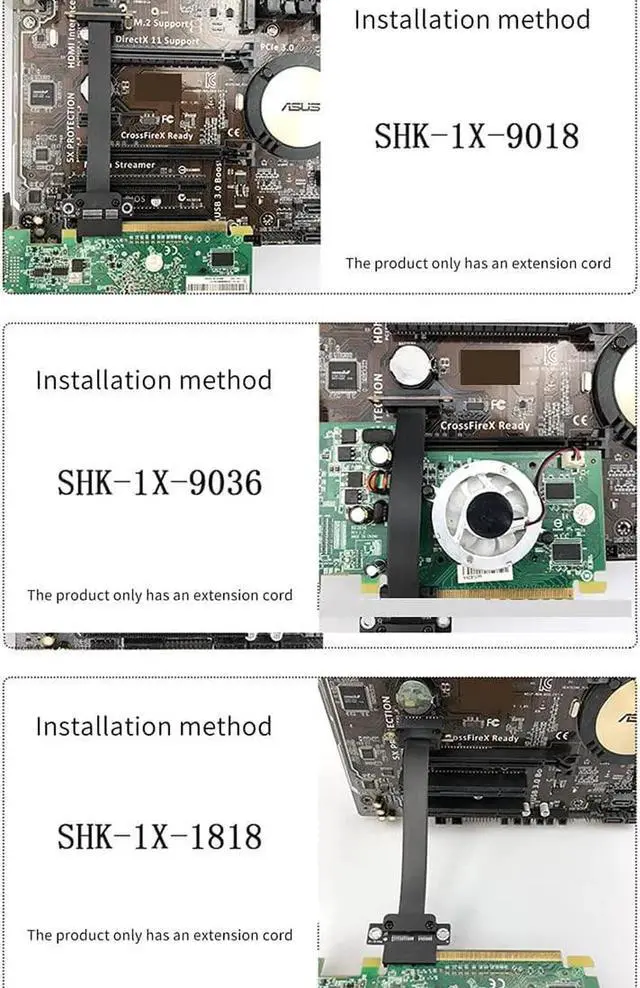 Alt view image 5 of 5 - PCI-E 3.0 1x to 1x Extension Cable High Speed Universal PCI Express 1x Riser Card Ribbon Extender SHK-1X 8GB/bsp Support PCI-E 1x 4X 8X 16x (10cm,SHK-1X-9000)