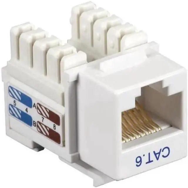 Main image of Black Box CAT6J-WH-25PAK CAT6 Keystone Jack - Unshielded, RJ45, White, 25-Pack