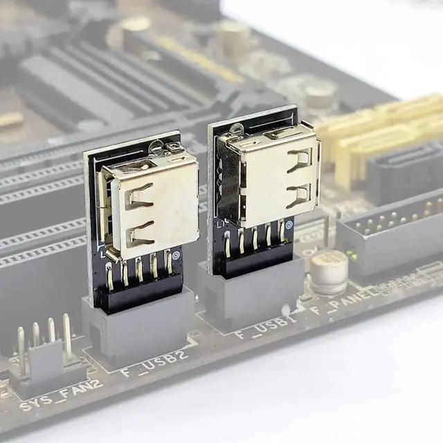 Main image of Motherboard Connector USB2.0 Extender Card 9Pin to TY-PE C A-Key Front Converter USB3.2 Type-E Interface Header Adapter (Type B Left)