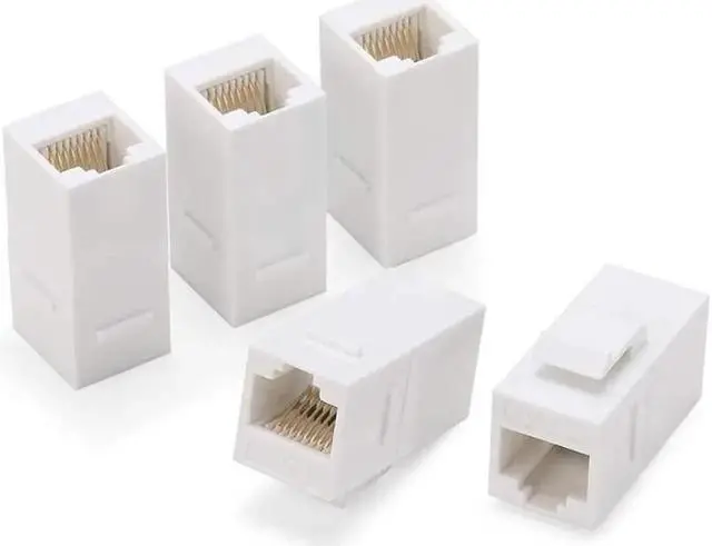 Main image of Rapink RJ45 Coupler Inline Adapter Keystone Female to Female Network Connector 5 Pack for Ethernet Cat6/Cat5e/Cat5 Cable Extender with Gold Plated White